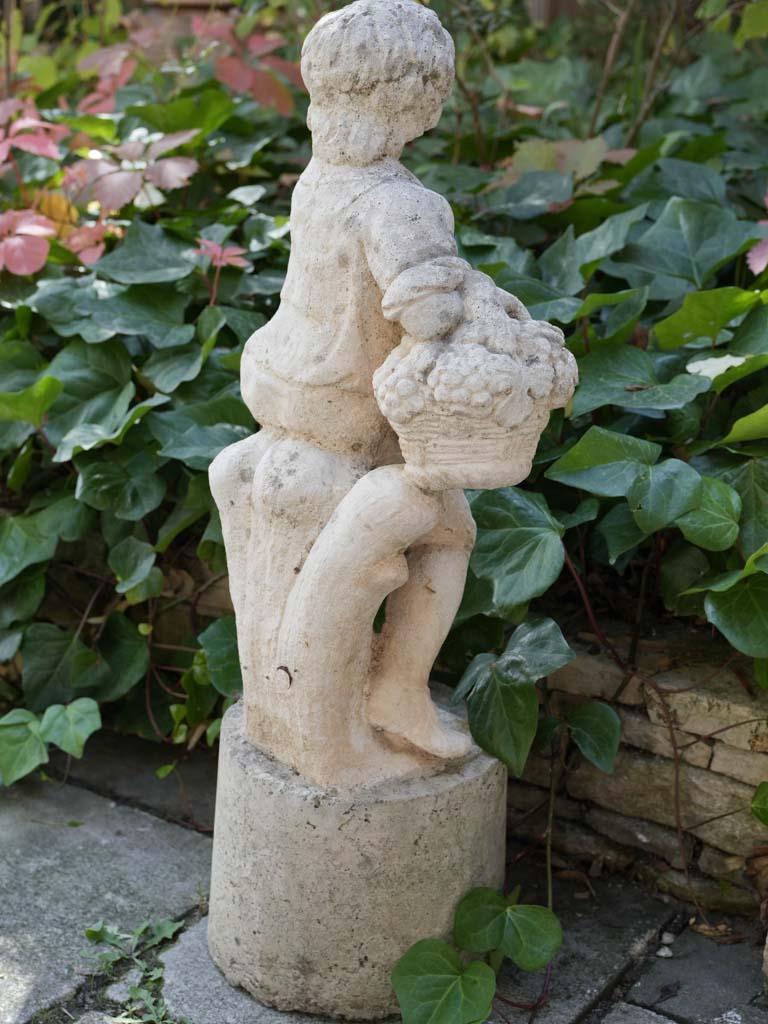 Charming Garden Figure of a Harvester in Cast Stone From the Mid-20th Century - 36½"