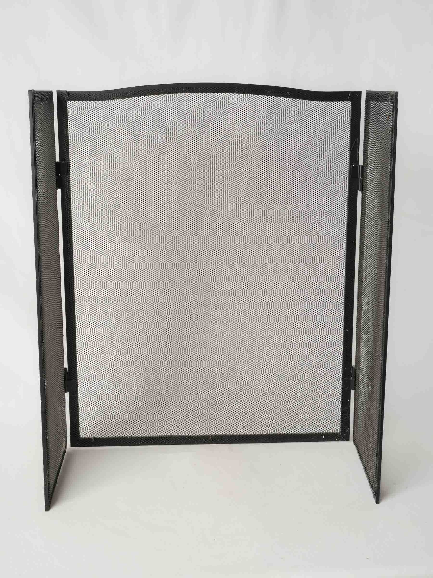 Vintage Iron & Mesh Folding Fire Screen
