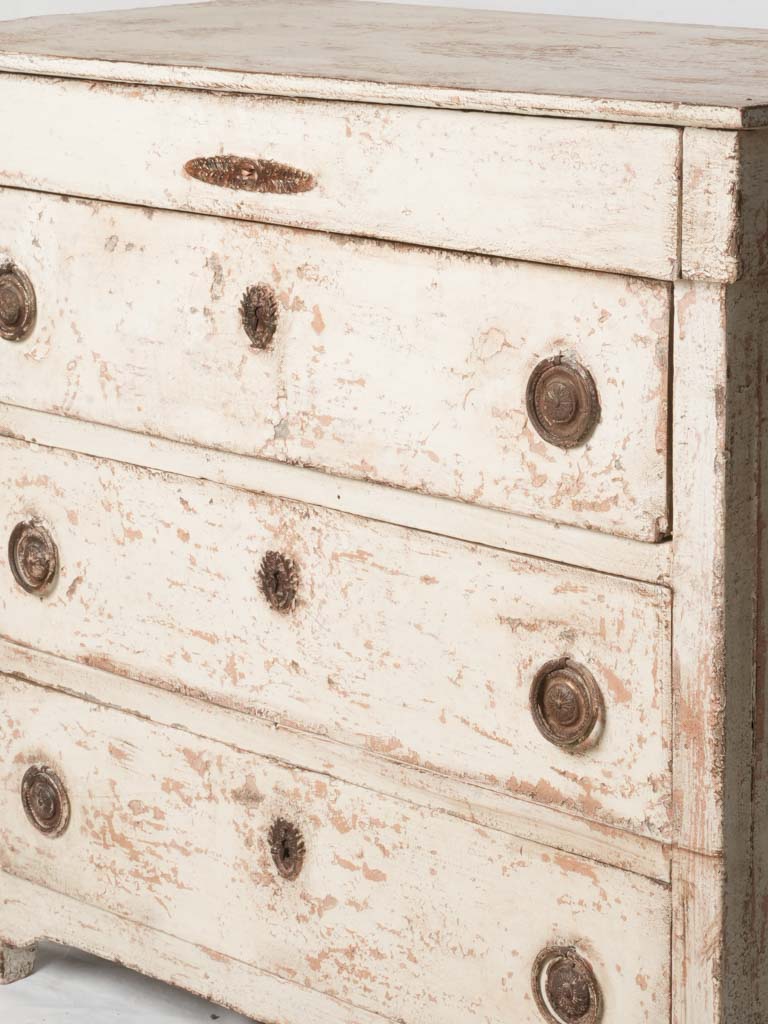 Circa 1820 French Restoration Commode in Distressed Off-White Patina - 34¼" x 37¾"