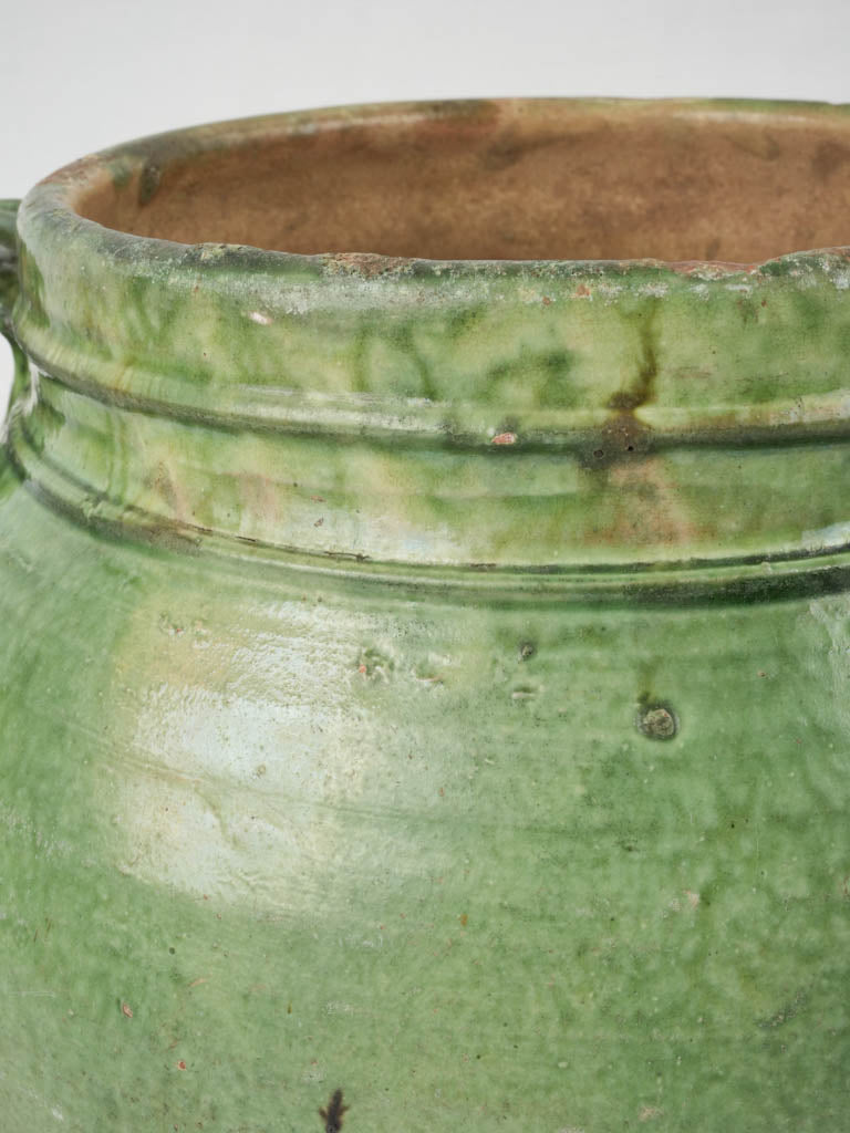 Antique Provencal ribbed glazed preserving jar