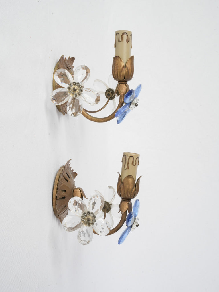 Elegant 1960s foliate sconces  