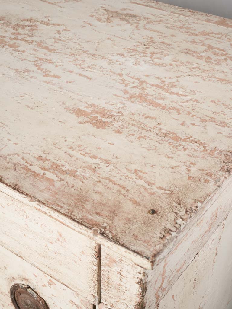 Circa 1820 French Restoration Commode in Distressed Off-White Patina - 34¼" x 37¾"