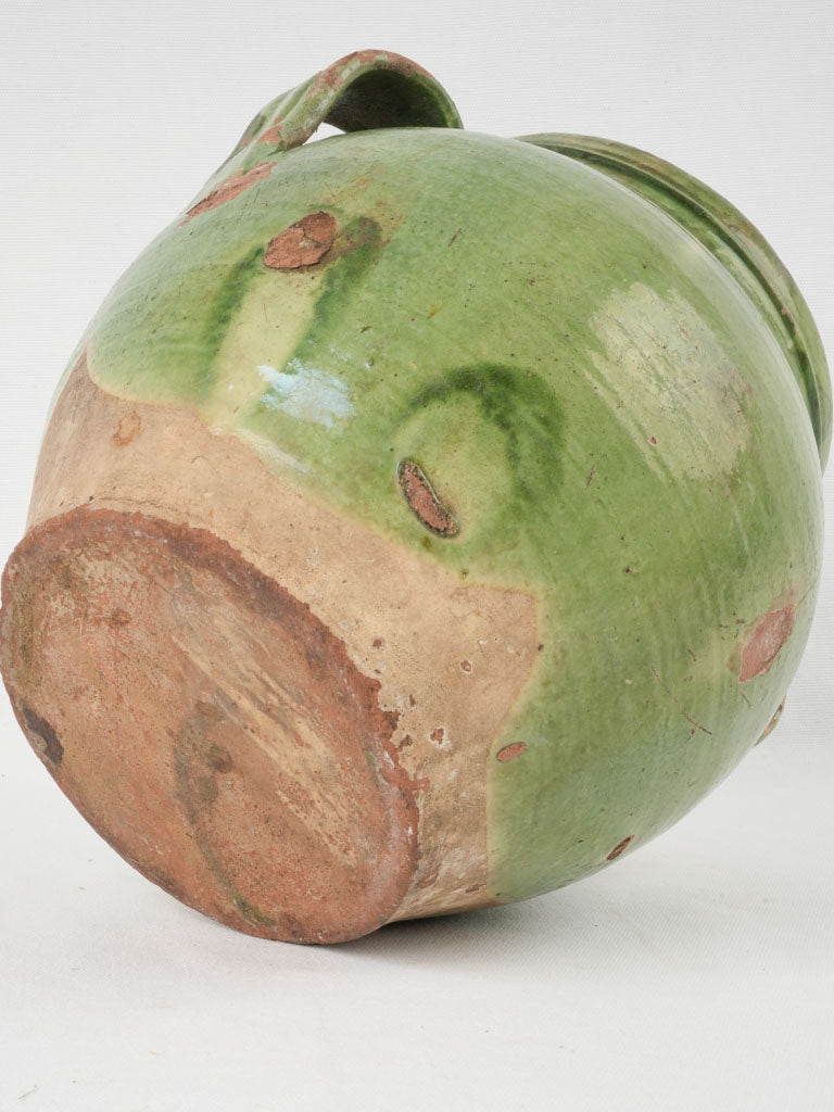 Stunning large Antique Provençal green confit pot