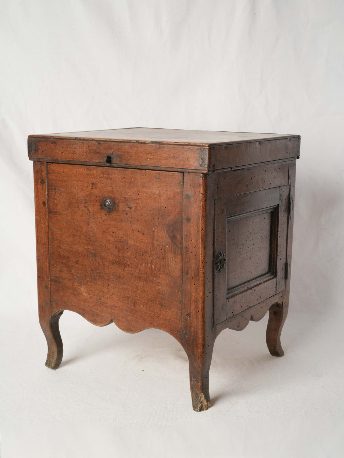 19th-Century Walnut Chest with Floral Paper Lining
