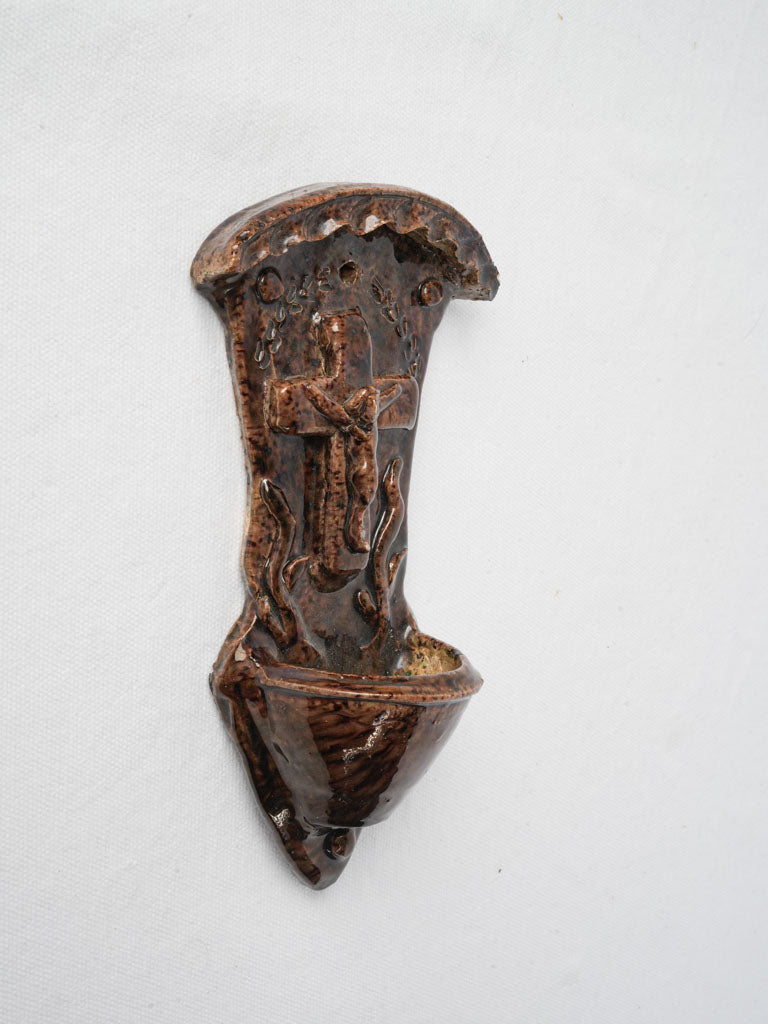 Antique folk-art terracotta bénitier