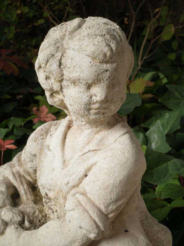 Charming Garden Figure of a Harvester in Cast Stone From the Mid-20th Century - 36½"