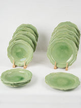 Mid-century green glazed earthenware soup bowls