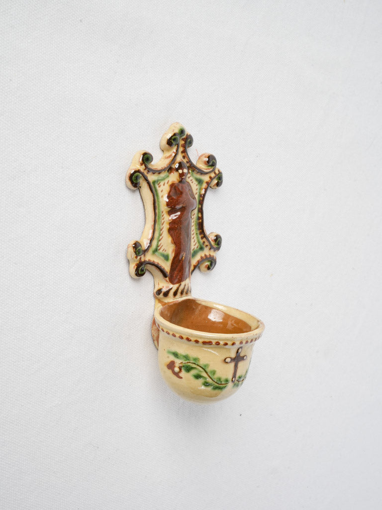 Antique French earthenware bénitier