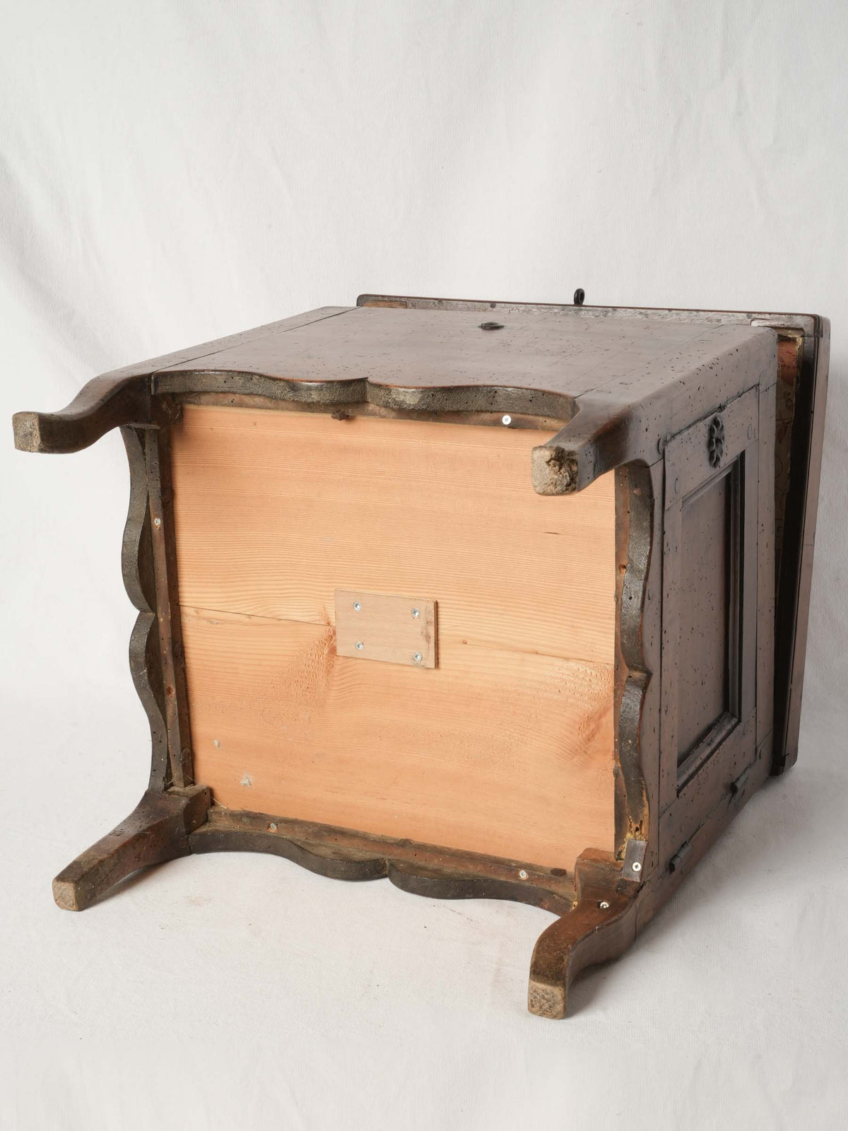 19th-Century Walnut Chest with Floral Paper Lining