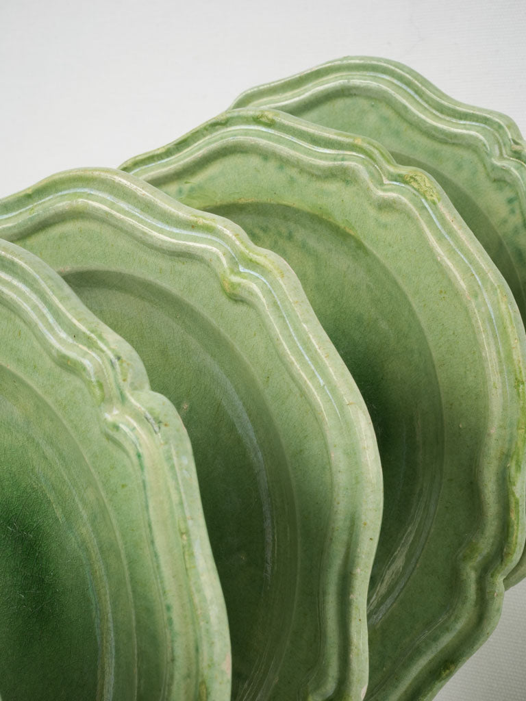 Classic mid-century green glazed dinner plates