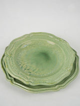 Chic scalloped green glazed earthenware bowls