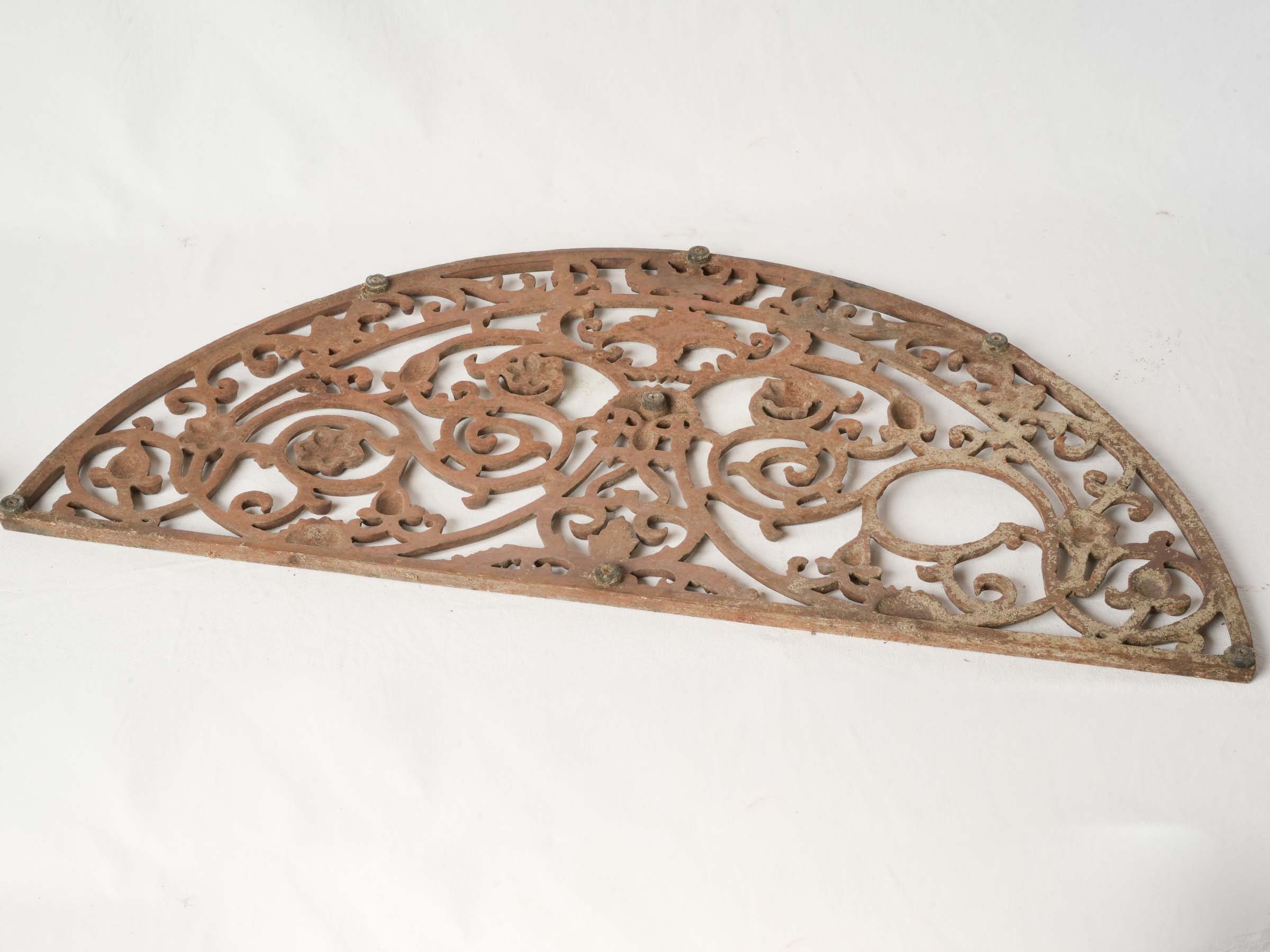 Antique French Cast Iron Shoe Scraper w/ Acanthus Detailing 36¼" x 17¾"
