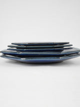 Mid-century blue ceramic octagonal plates