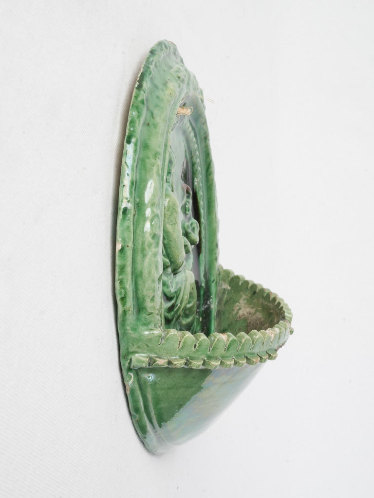 Authentic green glazed baptism plaque