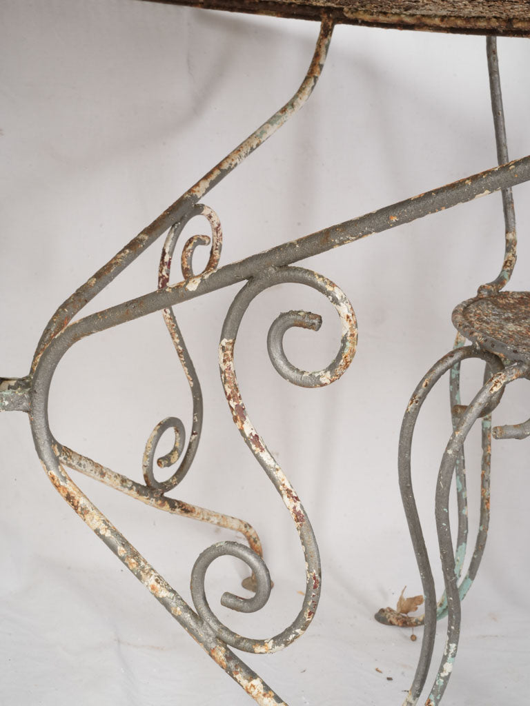 1960s French Wrought Iron Garden Suite w/ Graceful Curves and Layered Patina