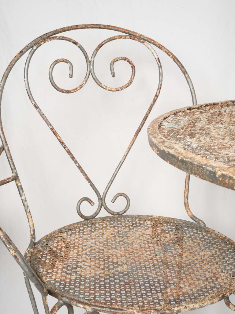 1960s French Wrought Iron Garden Suite w/ Graceful Curves and Layered Patina