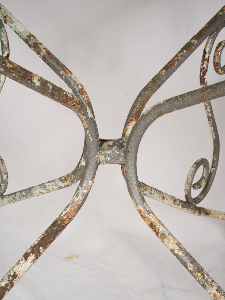 1960s French Wrought Iron Garden Suite w/ Graceful Curves and Layered Patina