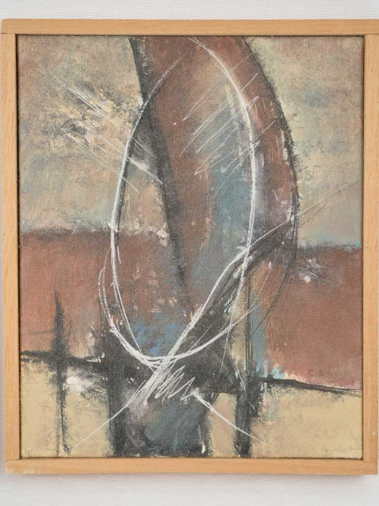 Unique warm-toned frameless abstract artwork