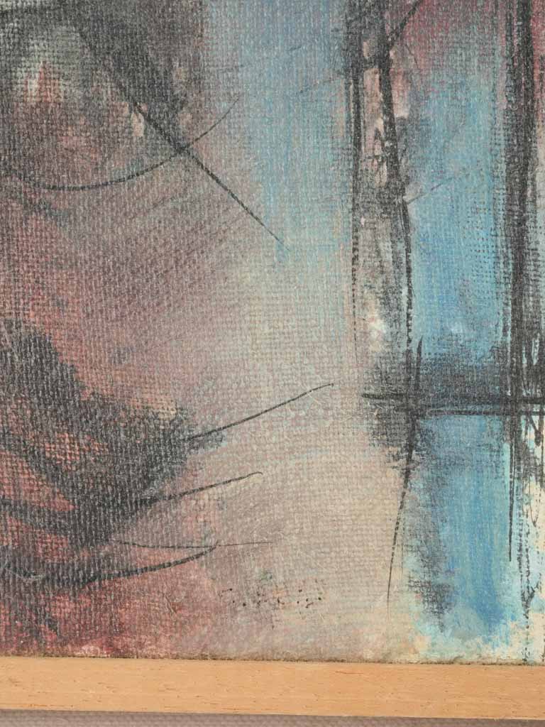 Contemporary unstained blonde wood framed art