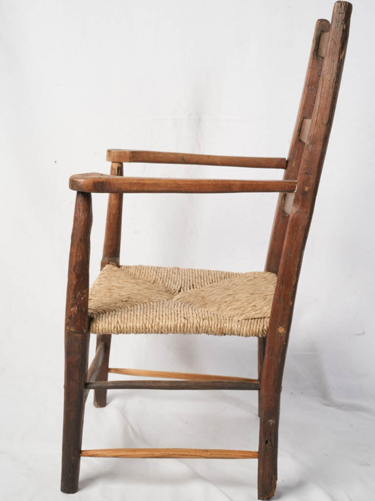 Irregularly carved wood chair