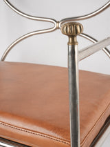 Maison Jansen Curule armchair  - chrome brass leather