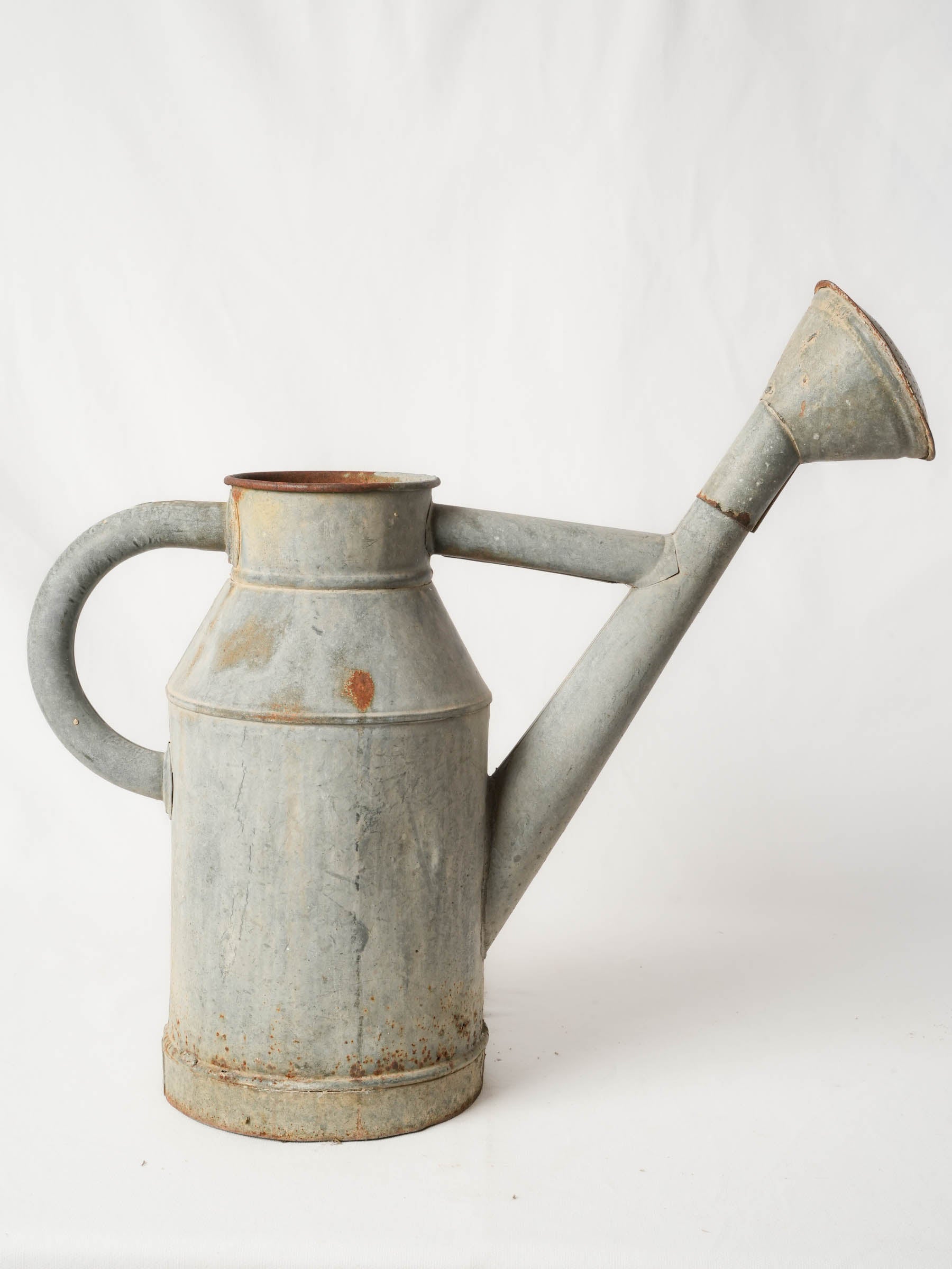 Antique French Zinc Watering Can with Domed Rose Spout