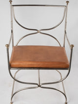 Maison Jansen Curule armchair  - chrome brass leather