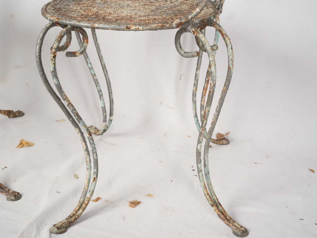 1960s French Wrought Iron Garden Suite w/ Graceful Curves and Layered Patina