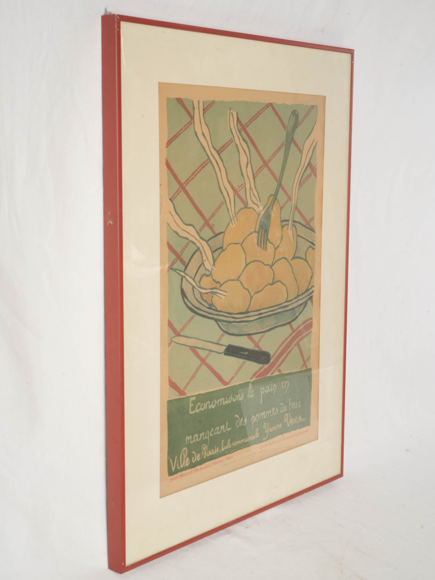 French WWI Poster 'Save Bread Eat Potatoes' Color Print Framed