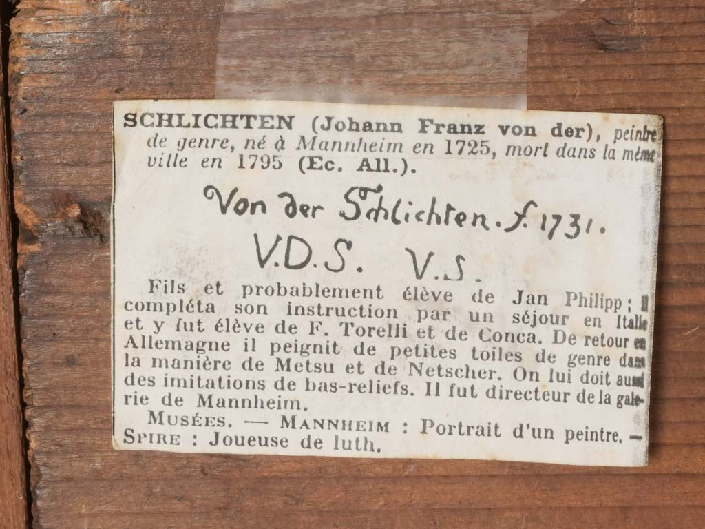 Petite 18th Century Pastoral Oil on Panel Initialed VS For Von der Schlichten - 12½" x 16½"