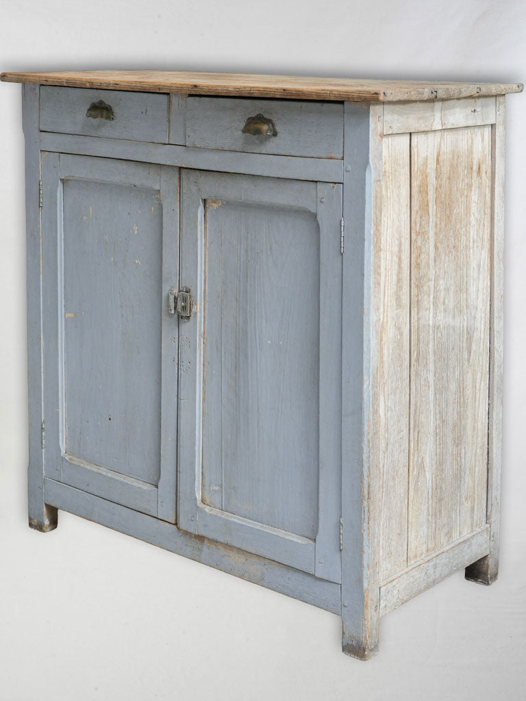 Early 20th Century French Provincial Pantry Buffet in Soft Blue-Gray Paint - 39½"