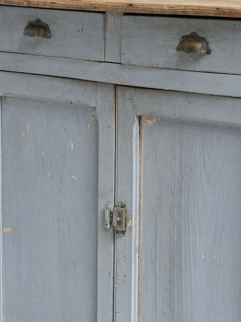 Early 20th Century French Provincial Pantry Buffet in Soft Blue-Gray Paint - 39½"