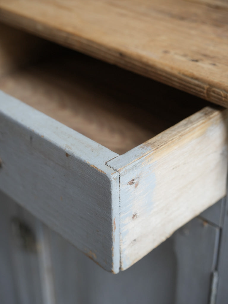 Early 20th Century French Provincial Pantry Buffet in Soft Blue-Gray Paint - 39½"