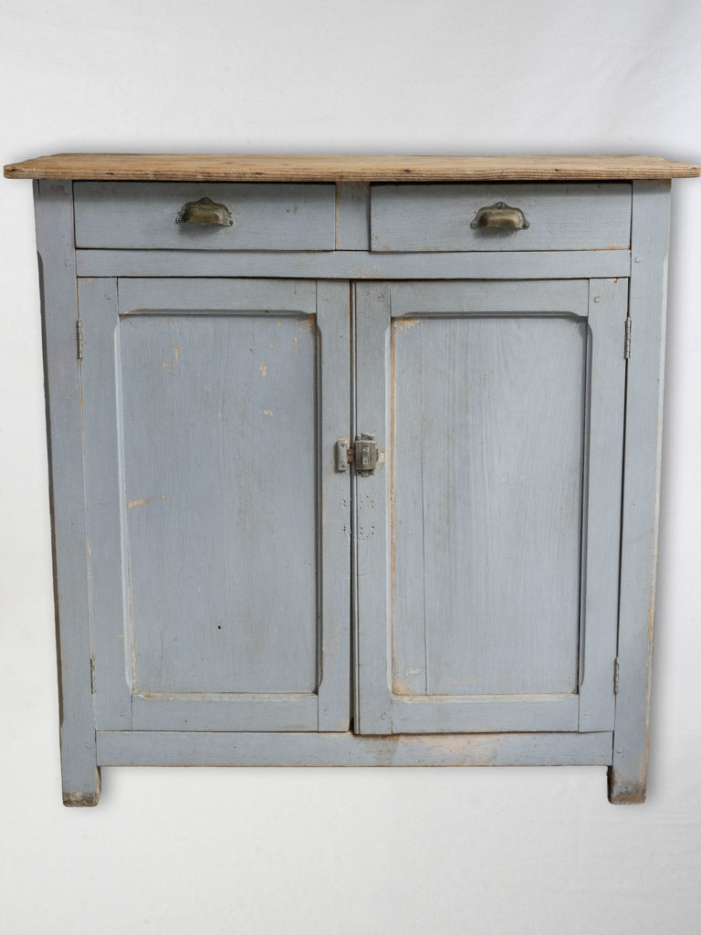 Early 20th Century French Provincial Pantry Buffet in Soft Blue-Gray Paint - 39½"