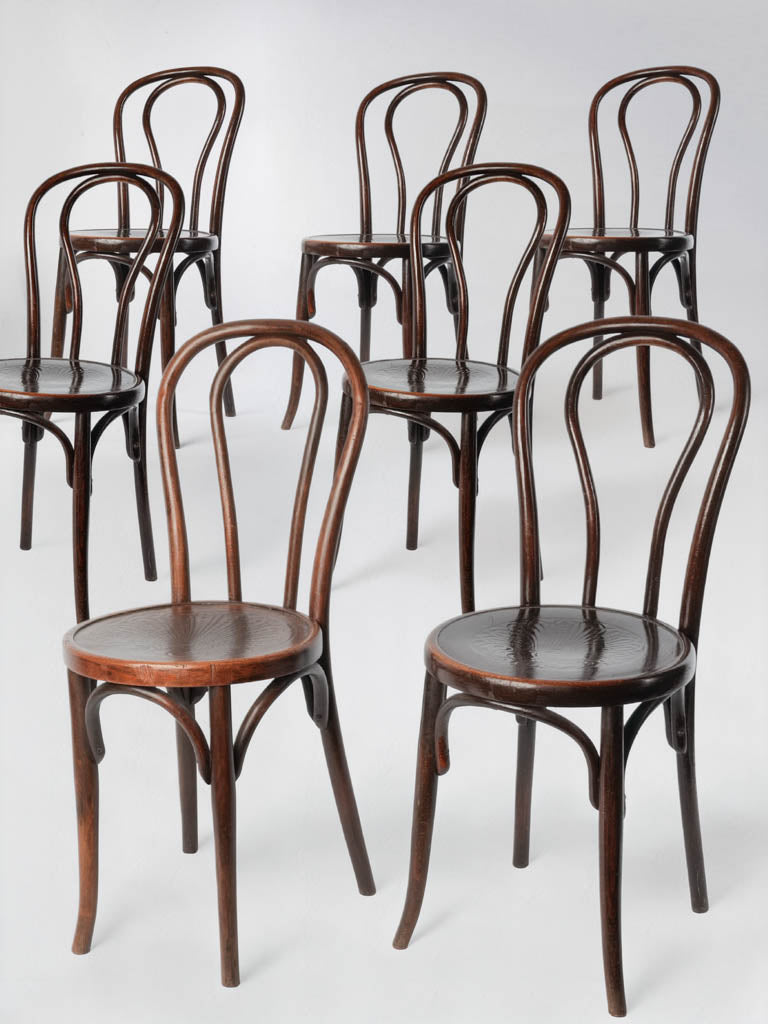 Set of Seven Fischel Bentwood Bistro Chairs - Early 20th Century