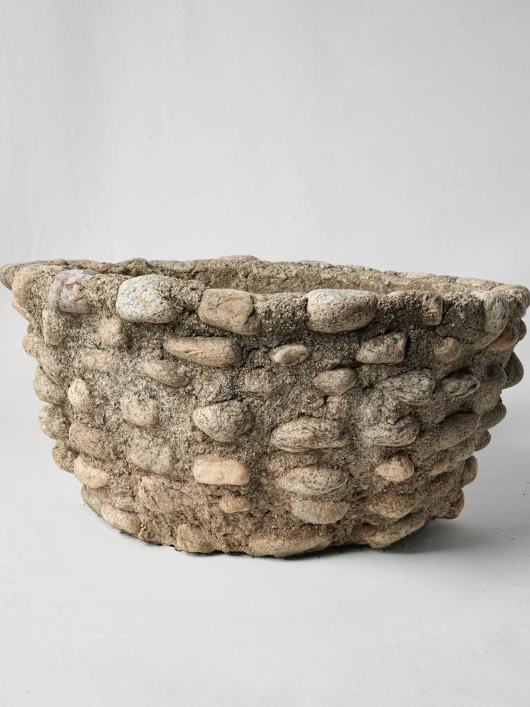 Mid-Century French Cement And River Pebble Planter In Medium Size - 4 Available - 17"