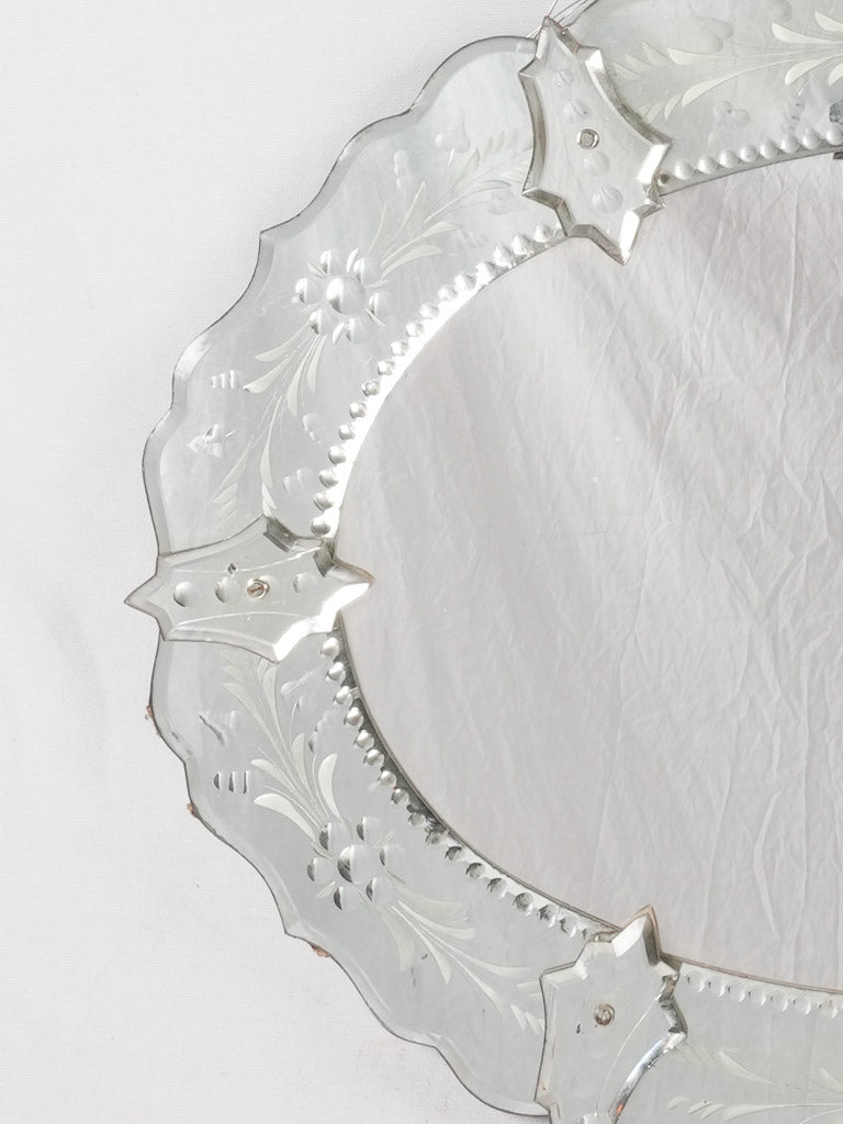 Large oval Venetian mirror 30¼" x 32¾"