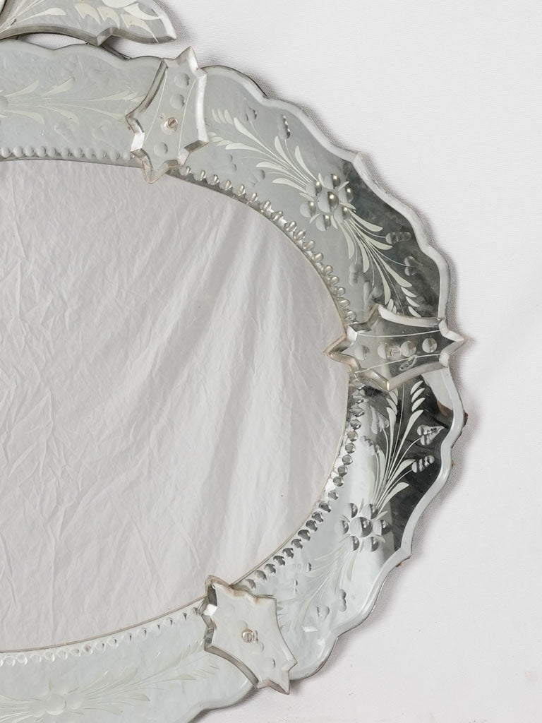 Large oval Venetian mirror 30¼" x 32¾"