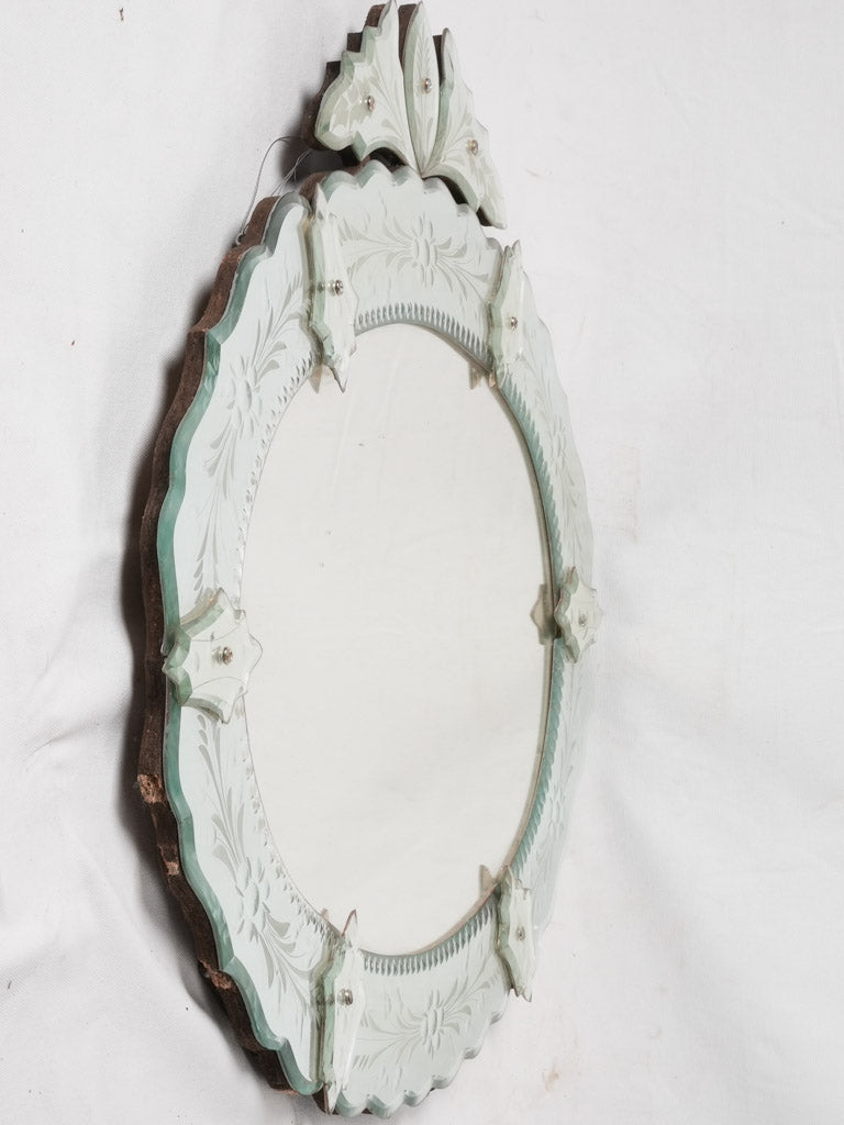 Large oval Venetian mirror 30¼" x 32¾"