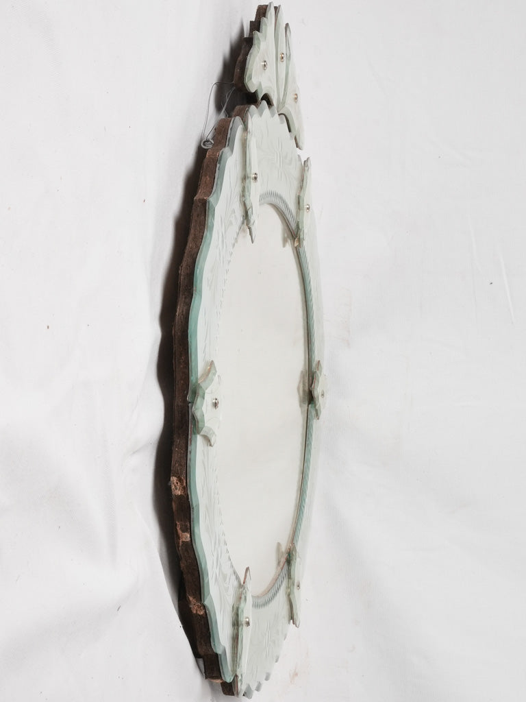 Large oval Venetian mirror 30¼" x 32¾"