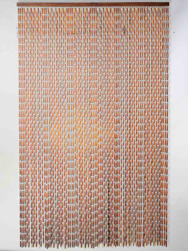 Early to Mid 20th Century Large Provençal Boxwood Beaded Door Curtain - 80¾" x 49¼"