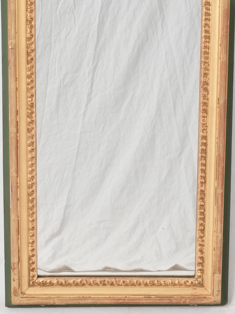 Louis XVI narrow mirror w/ pearl & sage detail