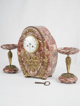 Antique red griotte marble clock