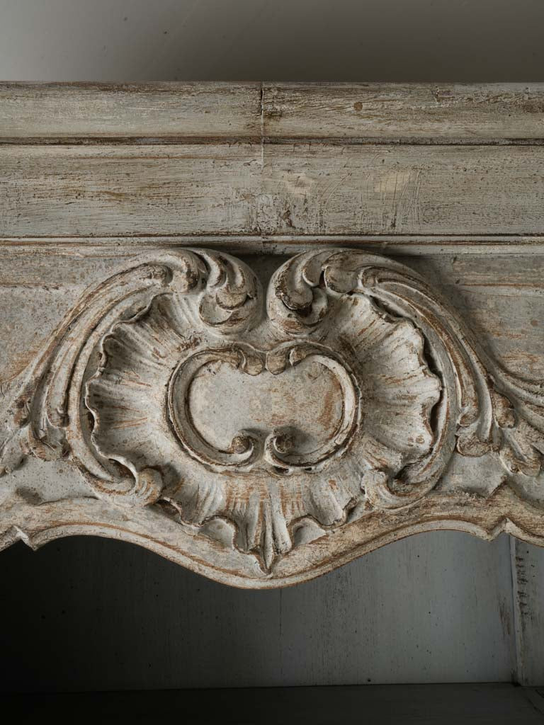 Late 19th-Century French Louis XV Style Tall Display Cabinet in Soft Blue-Gray Finish - 88½"