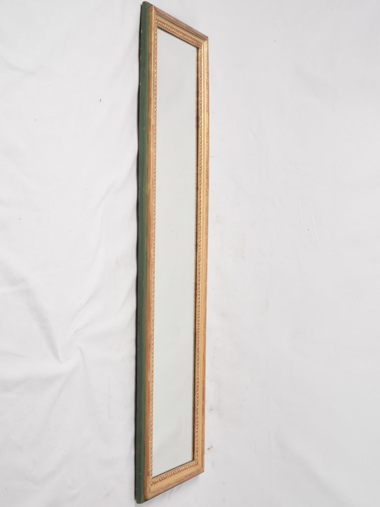 Louis XVI narrow mirror w/ pearl & sage detail