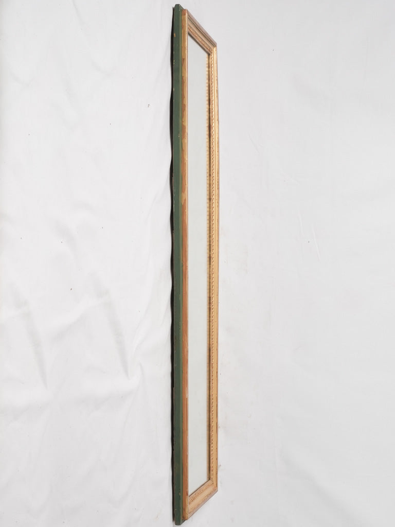 Louis XVI narrow mirror w/ pearl & sage detail