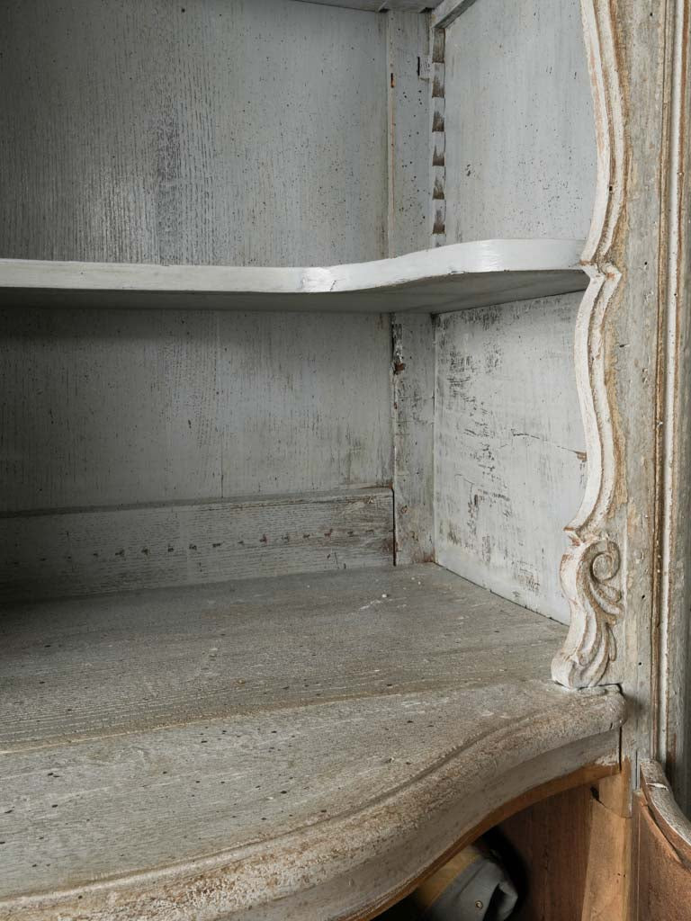 Late 19th-Century French Louis XV Style Tall Display Cabinet in Soft Blue-Gray Finish - 88½"