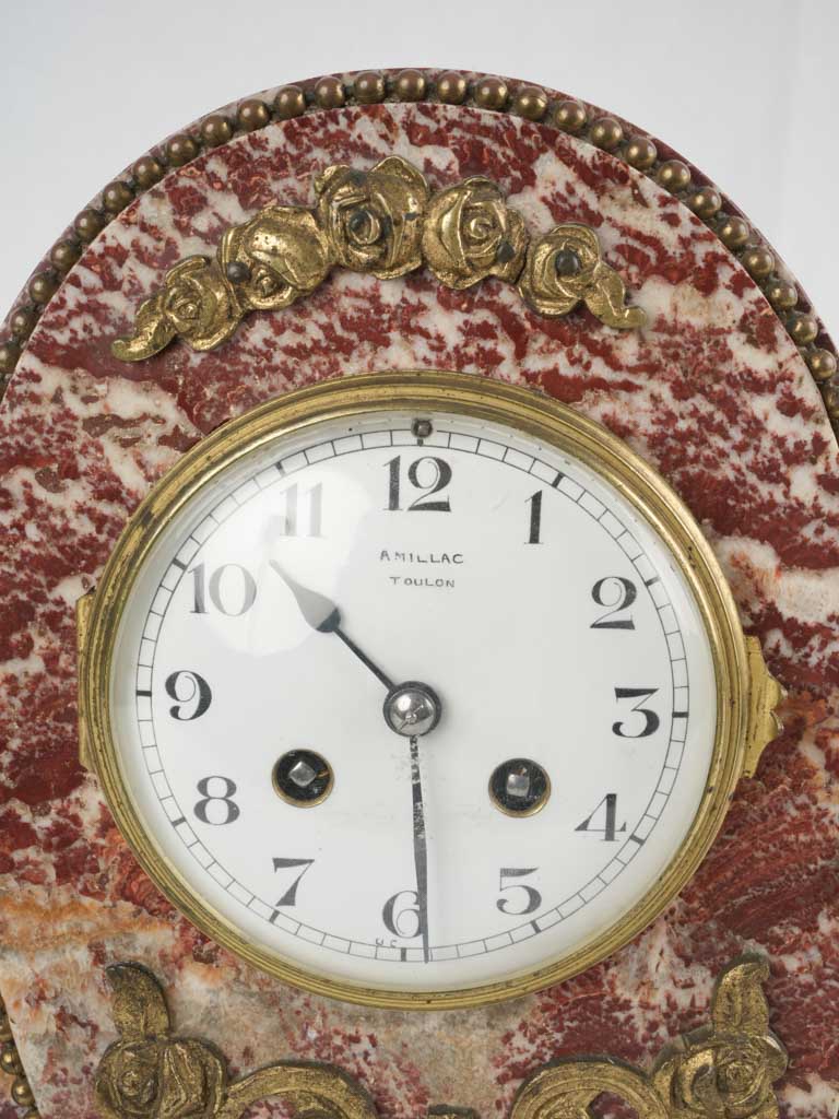 Romantic bronze-rose adorned clock