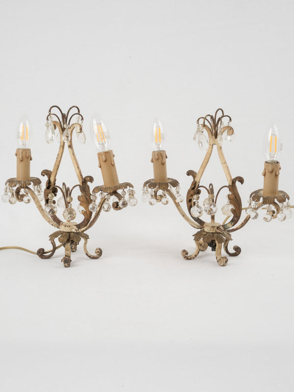 Vintage French jeweled girandoles table lamps 