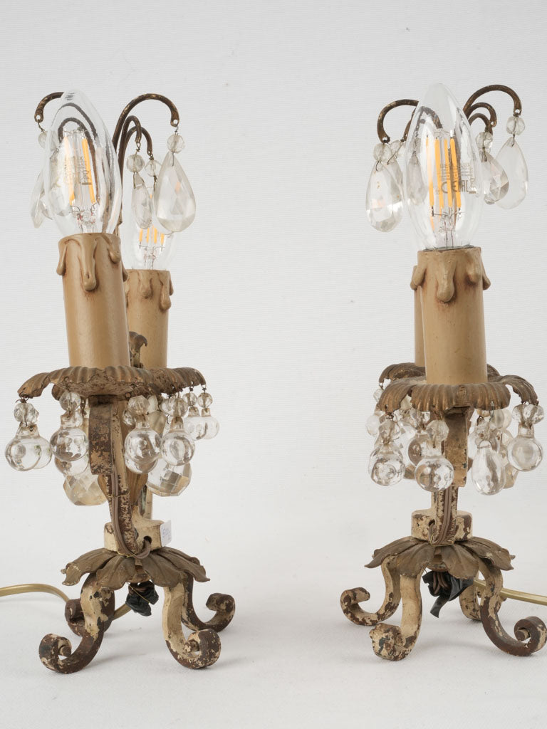 Antique-style ornate French twin light lamps